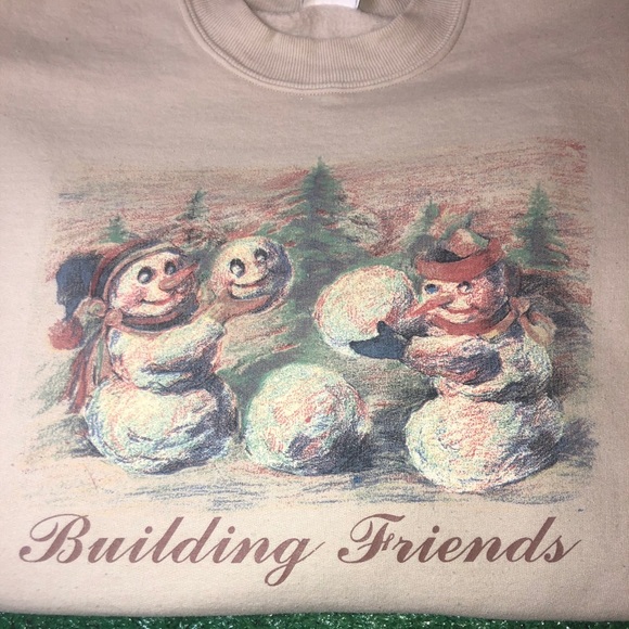 Snowman Winter Themed Pullover Sweatshirt Size L - Picture 1 of 3